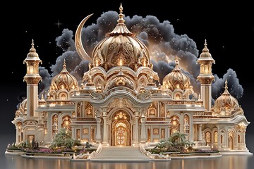 Obraz premium Ornate domes of luxurious palace night high resolution picture