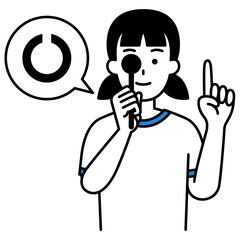 視力検査をする女子学生