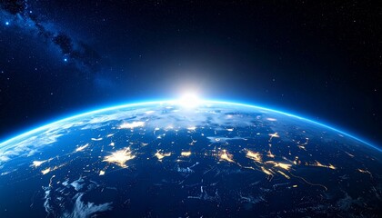 Obraz premium Blue Earth and the floating sun seen from space