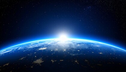 Fototapeta premium Blue Earth and the floating sun seen from space