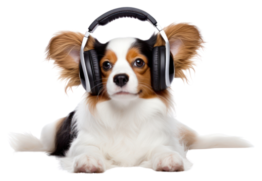 PNG Headphones papillon spaniel headset.
