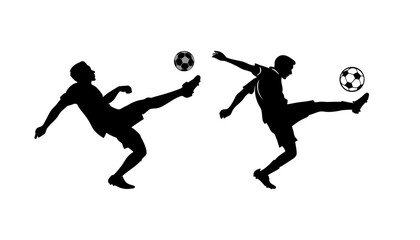 Football Player Silhouette – Kicking Soccer Ball Vector