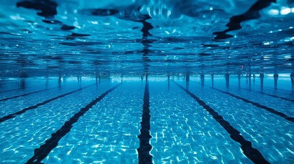 Obraz premium Modern swimming pool with blue water, indoors 