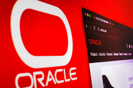 Close-Up of Oracle Logo on Computer Screen - Enterprise Software Solutions