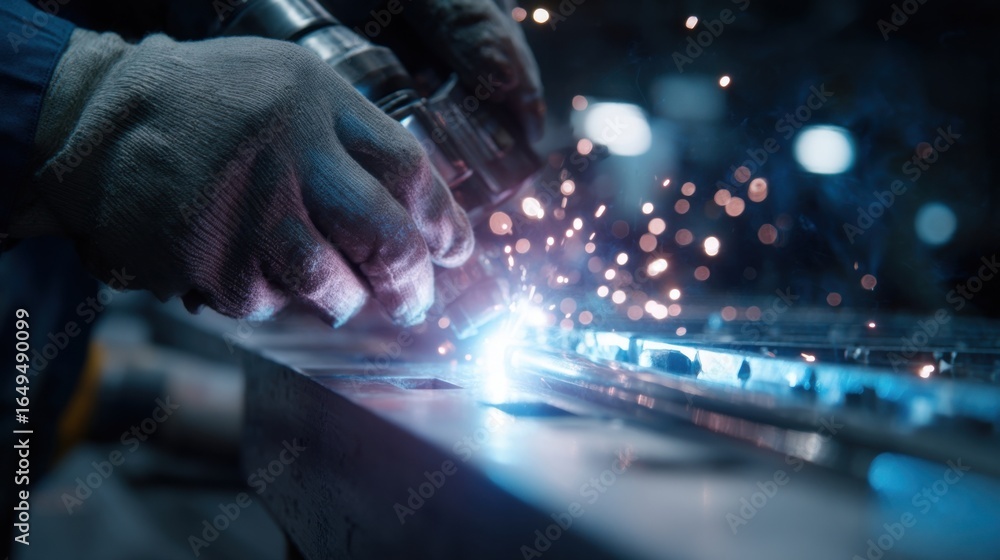 Aufkleber a technicians gloved hands steadying the battery tabs in place with a clear view of the directedener