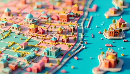 Fototapeta premium Detailed Illustrated Miami City Map with Landmarks
