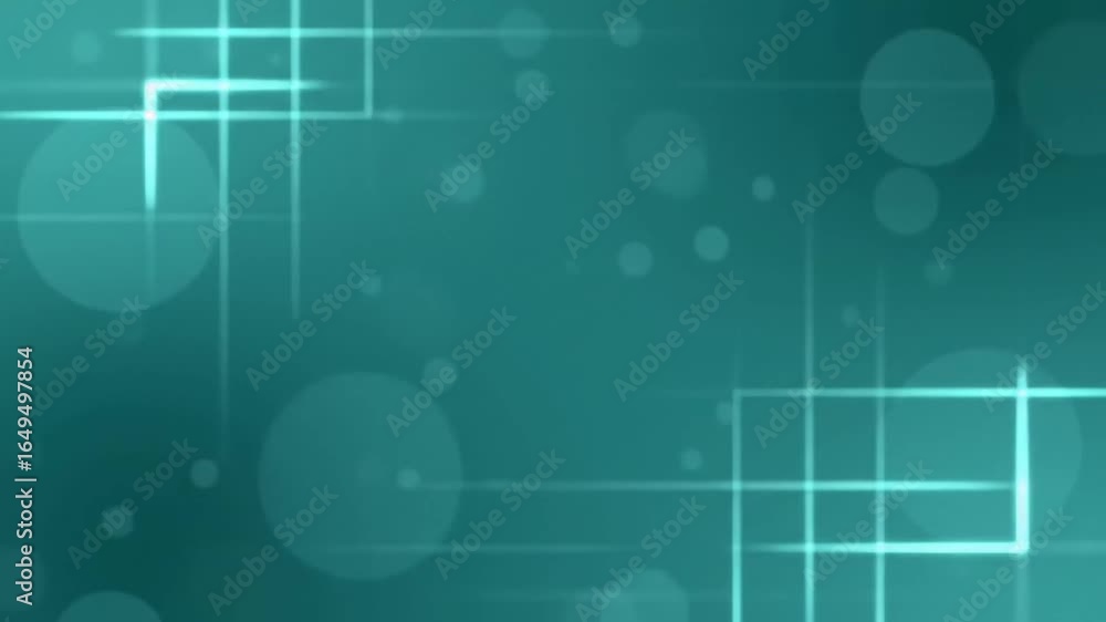 Poster abstract background with glowing lines and blurred shapes in shades of teal, creating a modern and v