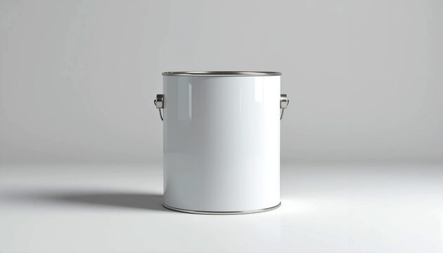 Paint can isolated on white wall mockup