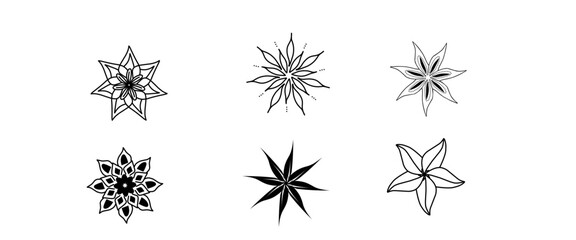 Vector illustration of diverse floral pattern sketches, perfect for logos and decorative designs.