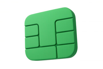 Green chip card isolated on transparent background, symbolizing secure online payments and financial technology advancements