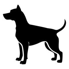 Silhouette of a dog in black color on a transparent background