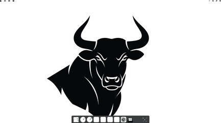 Bold Black Bull Silhouette, Powerful Animal Illustration, Ideal for Logo Design, Branding, Vector Art, Graphic Projects, Strong Horned Beast