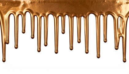Golden Liquid Dripping on White Background