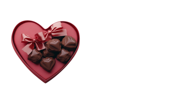 • A heart-shaped Valentine's Day gift box with chocolates, isolated on white background in HD 