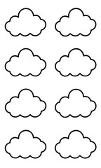 Blue sky with a set of comic speech bubble cloud icons