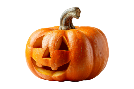 Carved pumpkin with smiling face for Halloween fun