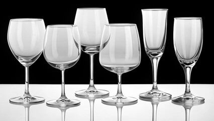 Wine glass on the luxury tables with black background