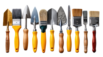 Tools of the Trade: A meticulously curated assortment of tools of the trade, including brushes and trowels, arranged in a visually appealing manner.