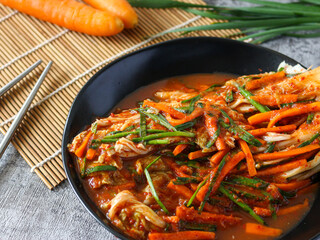 Kimchi. Korean spicy fermented vegetables.