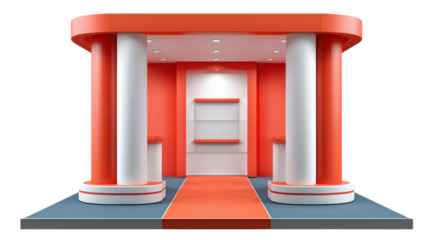 Shop Display with Red Interior: This image captures a captivating shop interior, marked by its striking red hue. With clean lines and an inviting design.