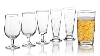 Different glass on the white background