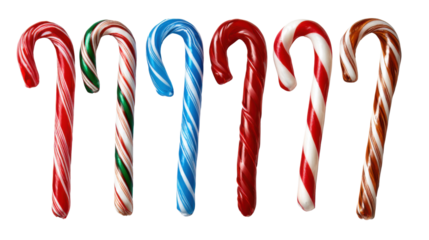 Festive Candy Canes Arrayed: A delightful assortment of candy canes in various hues, arranged artfully, evoking the sweetness and joy of the holiday season.