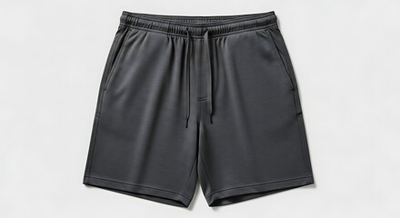 Dark Grey Men's Athletic Shorts with Drawstring Mockup