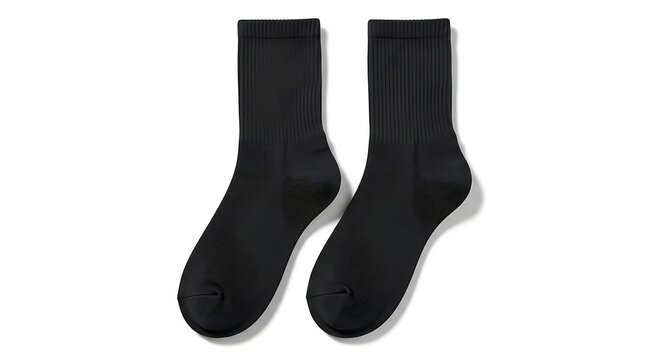 Pair of Black Ribbed Ankle Socks Mockup