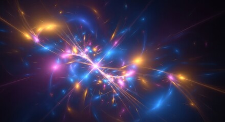 Fototapeta premium Colorful cosmic light explosion with glowing energy streaks
