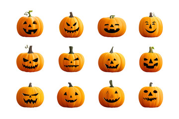 Various jack o lanterns with different expressions