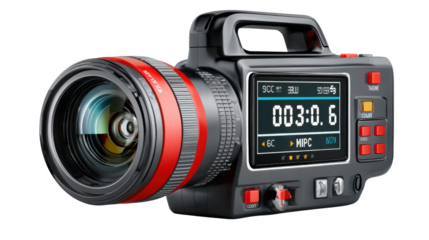 Professional Cinema Camera: This image showcases a professional-grade cinema camera, designed for capturing high-quality footage with exceptional detail and precision.