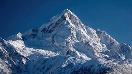 Obraz premium Snow-capped mountain peak against a vibrant blue sky