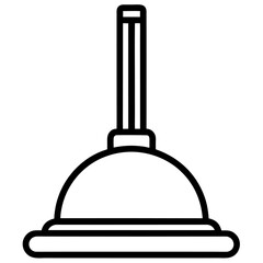 Outline icon of a plunger on a white background toilet plunger