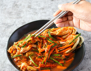 Kimchi. Korean spicy fermented vegetables.