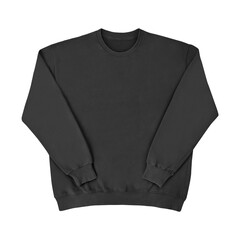 Blank sweatshirt color black template front and back view on white background. crew neck mock up