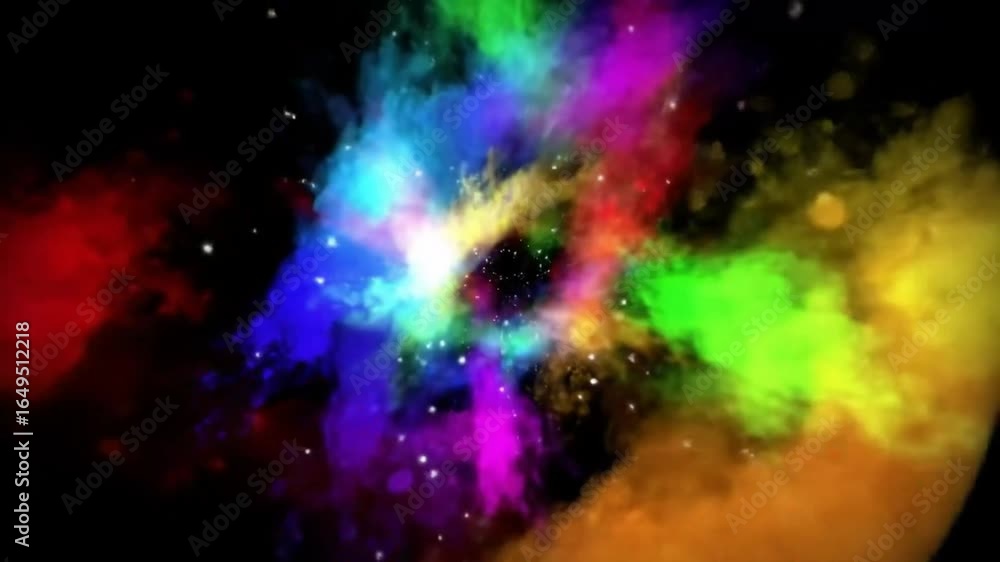 Poster a vibrant and abstract composition showcases a kaleidoscope of colors blending seamlessly, creating 