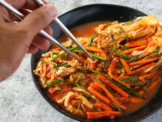 Kimchi. Korean spicy fermented vegetables.