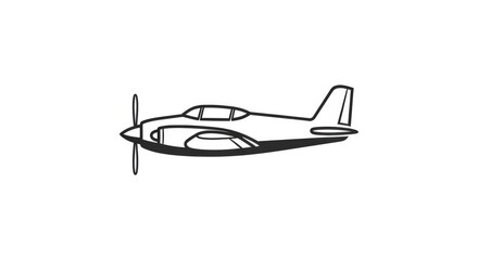 Simple black and white line drawing of a vintage military airplane.