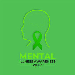 Mental Illness Awareness Week promotes mental health education, increases awareness, and reduces stigma. observed each year during the first full week of October. Banner poster design template. Eps 10