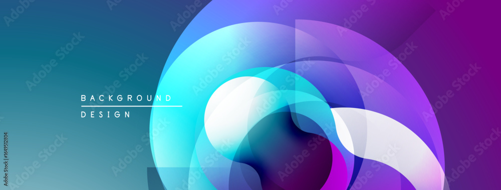 Poster abstract colorful layers create dynamic visual effect. gradient shades blend smoothly, forming moder