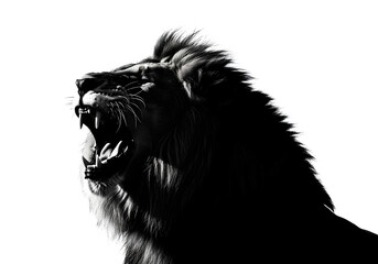 Obraz premium Vector illustration of an angry lion's head, isolated on a white background, suitable for a tattoo or other wild animal designs