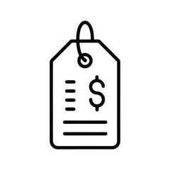 Minimalist Black Line Price Tag with Dollar Sign Icon Simple Outline Shopping and Sale Symbol