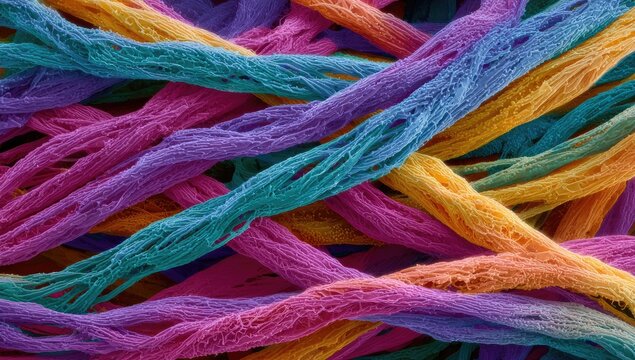 Close-up view of multicolored threads