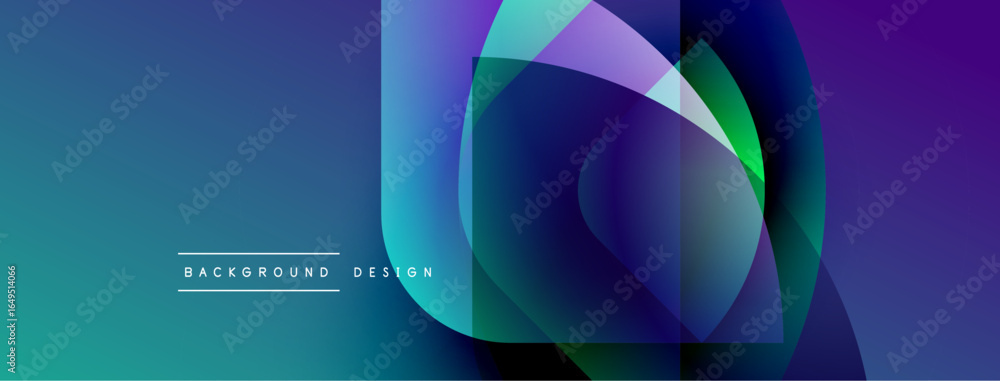 Poster abstract fluid shapes, vibrant colors blend. gradient background creates modern visual effect. text 