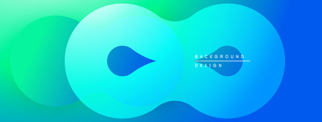 Abstract gradient shapes overlap. Blue, green hues create modern background design. Minimalist aesthetic, smooth transitions present.