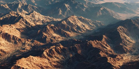 Golden Hour Lighting Over Desert Canyon Ridges at Sunset