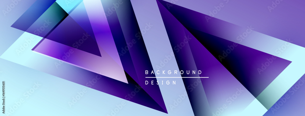 Poster abstract geometric shapes, purple hues, dynamic composition. modern design elements create visual in