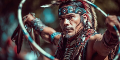 Indigenous Performer Demonstrates Hoop Dance at Cultural Festival