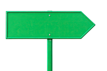 Bright green directional sign, blank,  pointing right