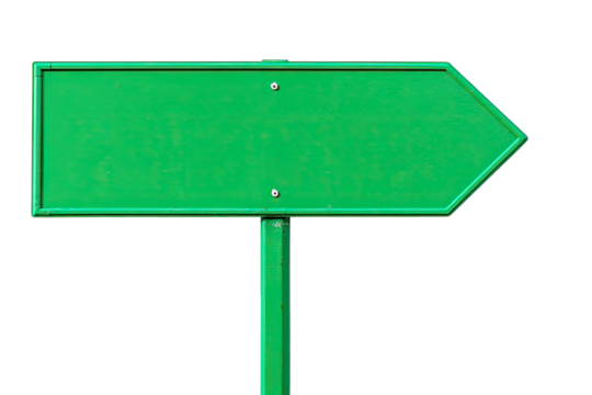 Bright green directional sign, blank,  pointing right